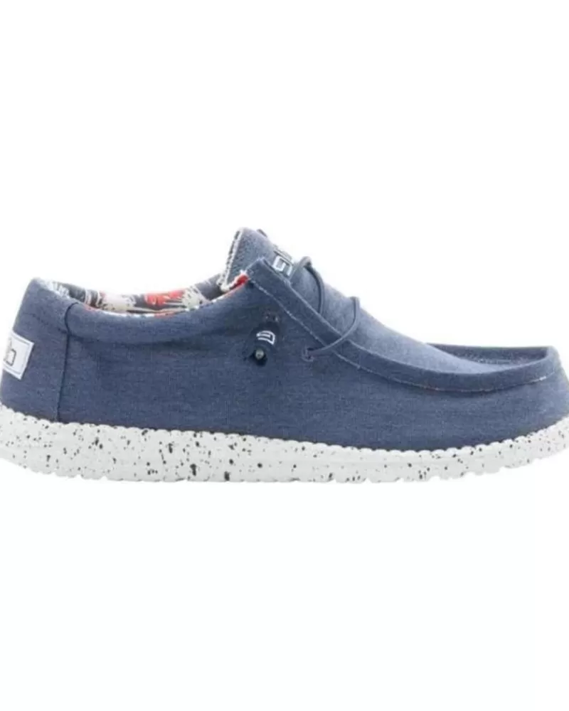 Man HEY DUDE Man Shoes Wally Stretch Canvas Azul