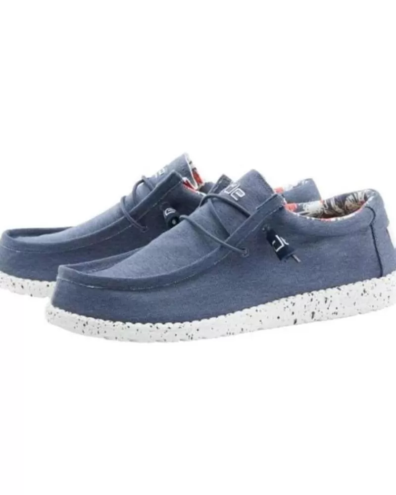 Man HEY DUDE Man Shoes Wally Stretch Canvas Azul