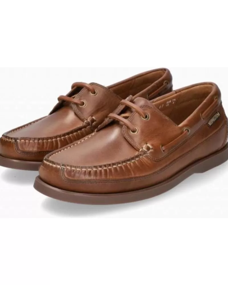 Man MEPHISTO Man Shoes Nauticos Boating Tabacco