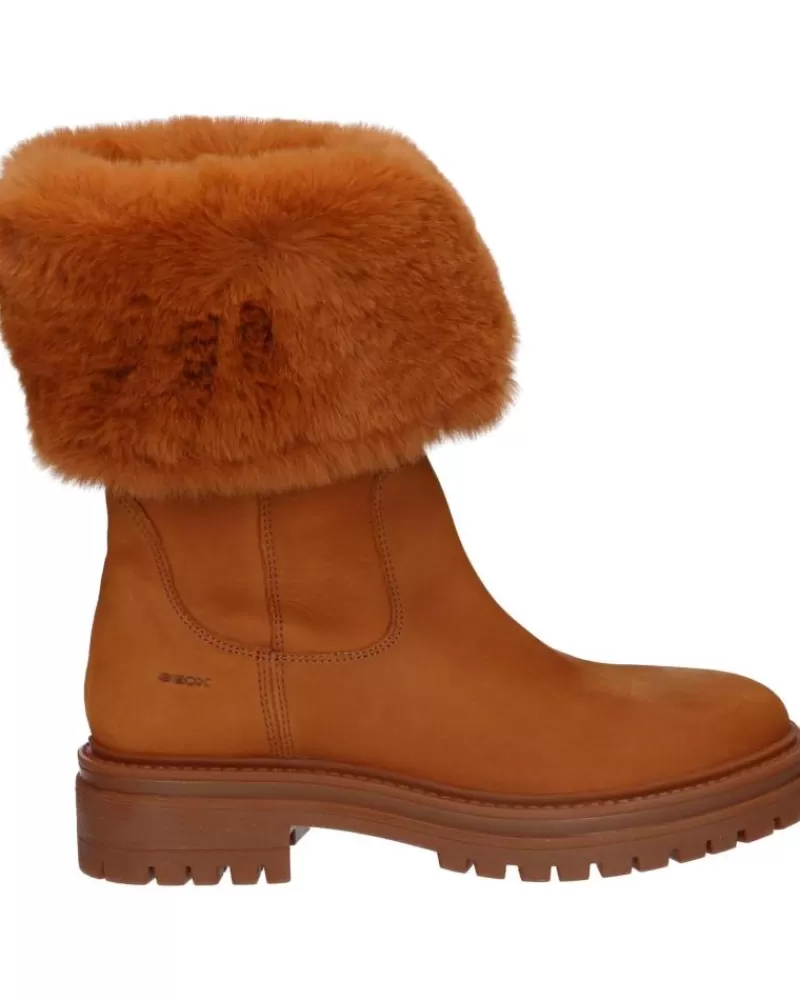Girl GEOX Mid Boots-Woman And Girl Boots D04Hrm 09Abh D Iridea C6001 Cognac