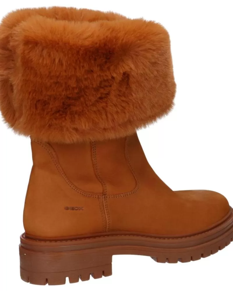 Girl GEOX Mid Boots-Woman And Girl Boots D04Hrm 09Abh D Iridea C6001 Cognac