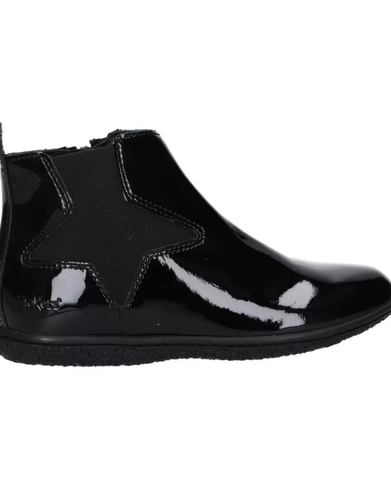 Woman KICKERS Woman And Girl Boots 508748-30 Vermillon 83 Noir Vernis