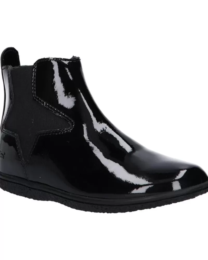 Woman KICKERS Woman And Girl Boots 508748-30 Vermillon 83 Noir Vernis
