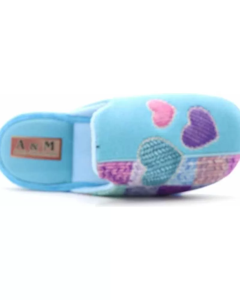Girl ANTON MOLLA House Slipers-Woman And Girl House Slipers Chinela 2159 Turquesa