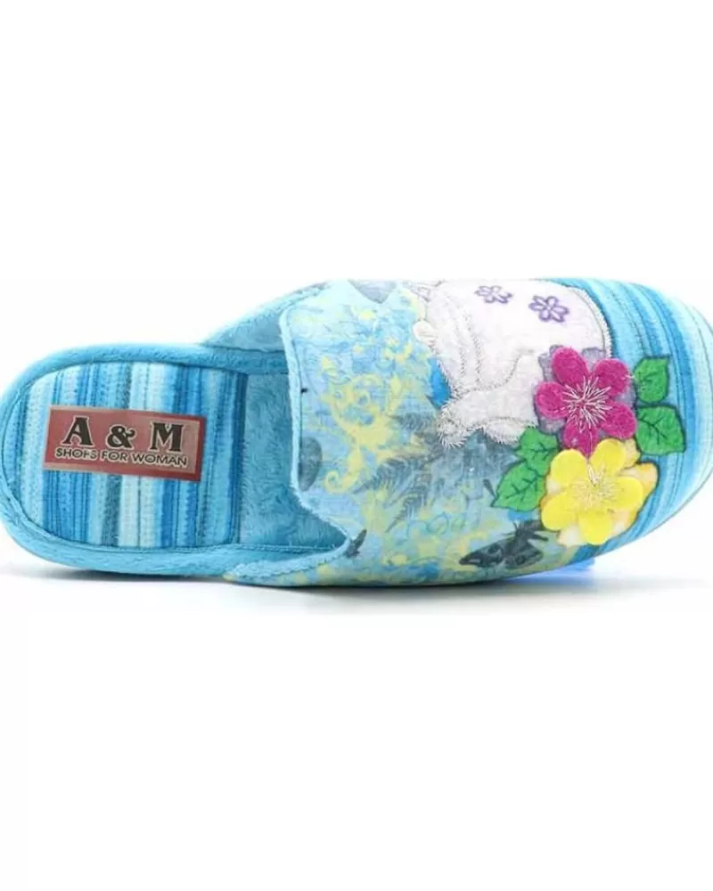 Girl ANTON MOLLA House Slipers-Woman And Girl House Slipers Chinela 2163 Turquesa