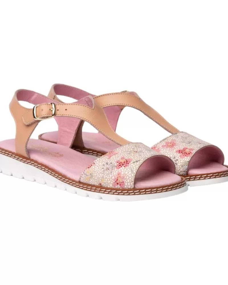 Girl ANGELITOS Sandals-Woman And Girl Sandals Sandalia H Flor Ang625 Nude