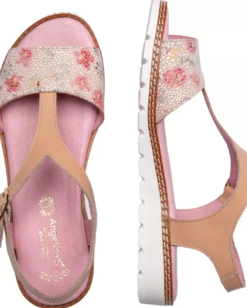 Girl ANGELITOS Sandals-Woman And Girl Sandals Sandalia H Flor Ang625 Nude
