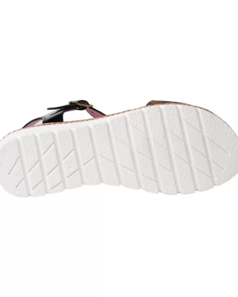 Girl ANGELITOS Sandals-Woman And Girl Sandals Sandalia H Leopardo Ang625 Negro