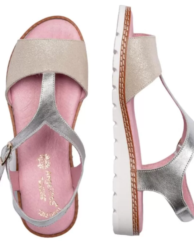Girl ANGELITOS Sandals-Woman And Girl Sandals Sandalia H Leopardo Ang625 Plata