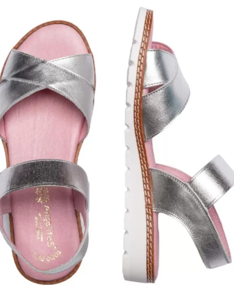 Girl ANGELITOS Sandals-Woman And Girl Sandals Sandalia H Leopardo Ang626 Plata