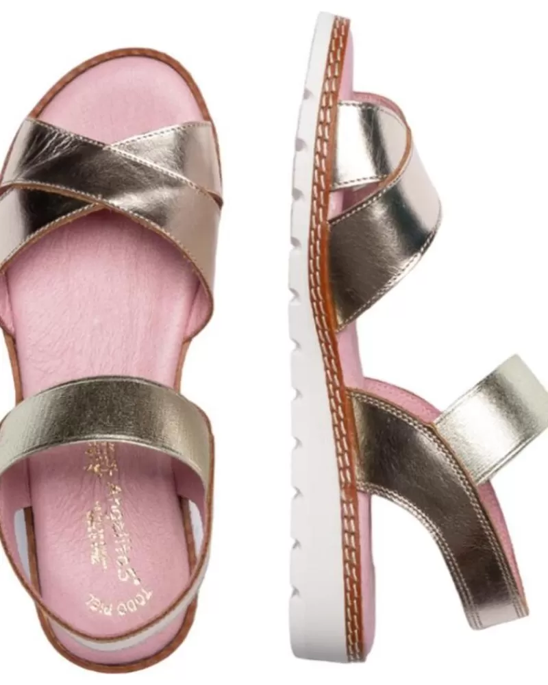 Girl ANGELITOS Sandals-Woman And Girl Sandals Sandalia H Leopardo Ang626 Platino