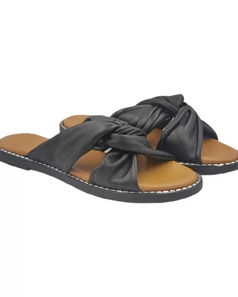 Woman EPOCHE XI Woman And Girl Sandals Sandalia Plana Cruzada 704 Negro