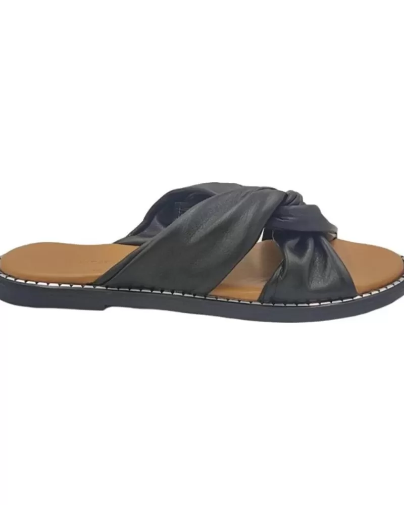 Woman EPOCHE XI Woman And Girl Sandals Sandalia Plana Cruzada 704 Negro