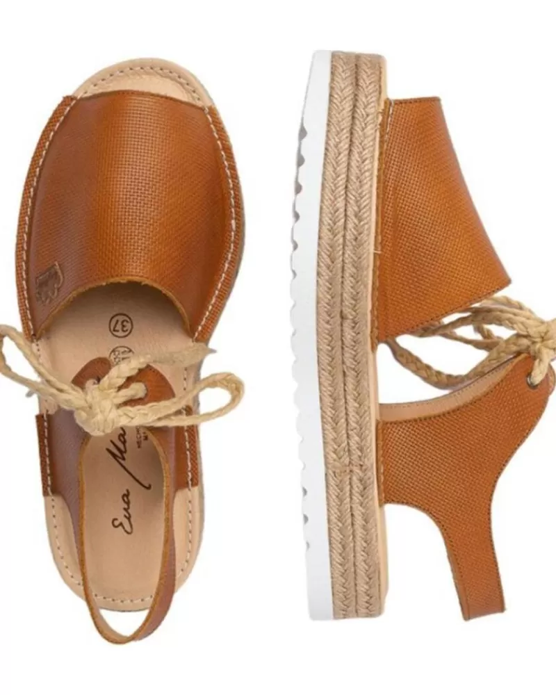 Girl EVA MAÑAS Sandals-Woman And Girl Sandals Eva Manas Ibicenca Piel 1244 Cuero