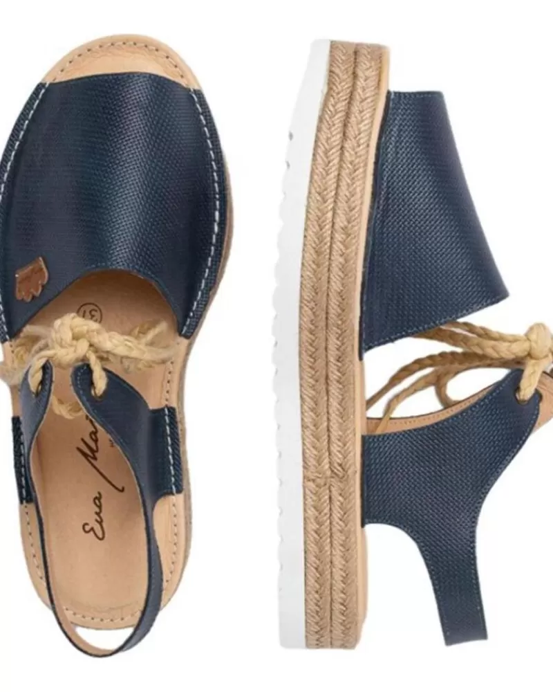 Girl EVA MAÑAS Sandals-Woman And Girl Sandals Eva Manas Ibicenca Piel 1244 Oceano