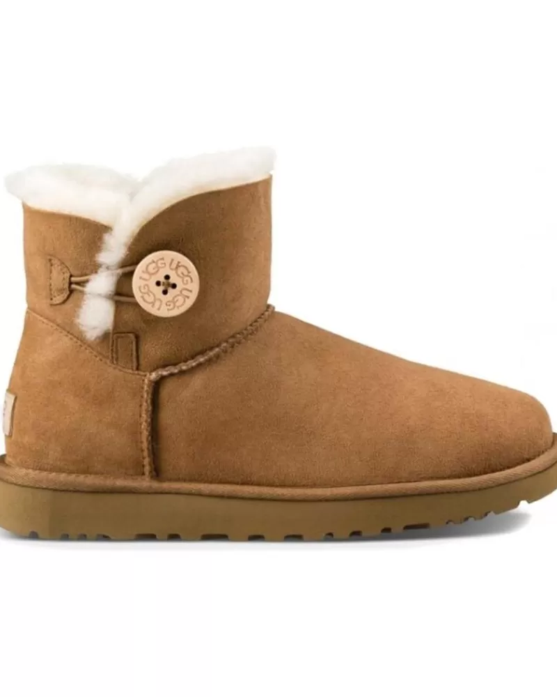 Girl UGG Boots-Woman And Girl 1016422 Mini Bailey Button Ii Chestnut