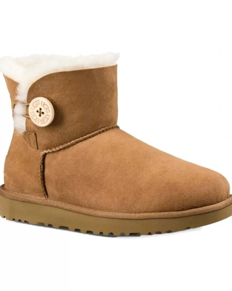 Girl UGG Boots-Woman And Girl 1016422 Mini Bailey Button Ii Chestnut