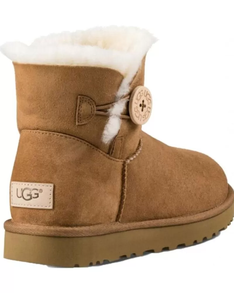 Girl UGG Boots-Woman And Girl 1016422 Mini Bailey Button Ii Chestnut