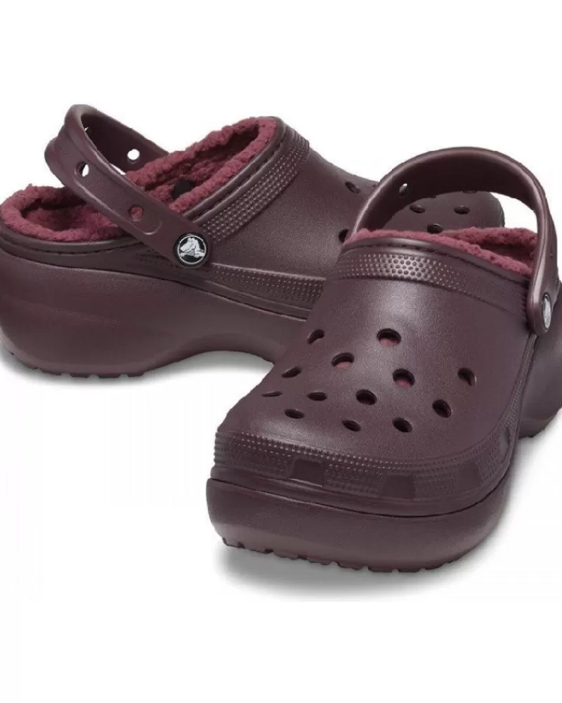 Woman CROCS Woman Clogs Classic Platform Lined Clog W 207938 Granate Morado