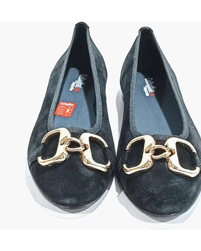 Woman CALLAGHAN Woman Flat Shoes Sabrina Plana De Ante Con Suela De Goma Y Sistema Adaptact Negro