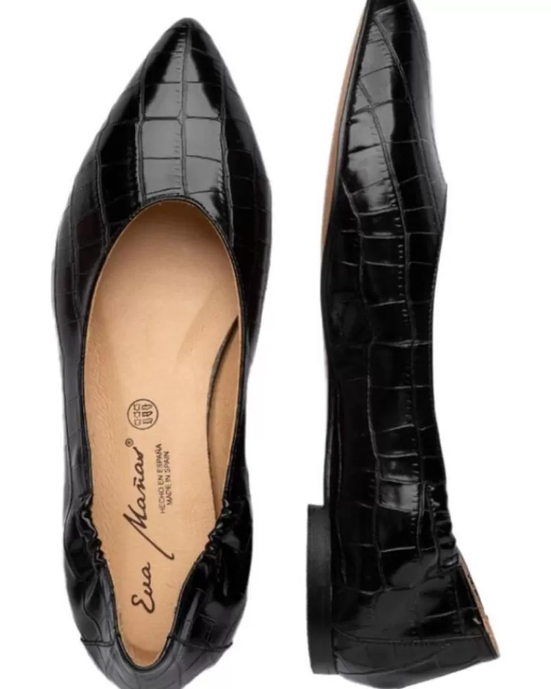 Woman EVA MAÑAS Woman Flat Shoes Eva Manas Salon Babucha Piel 1481 Negro