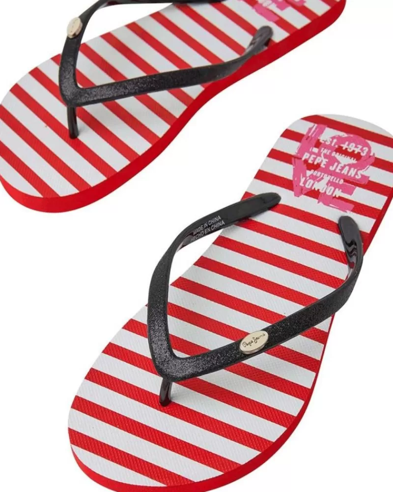 Woman PEPE JEANS Woman Flip Flops Chanclas Rake Love Red