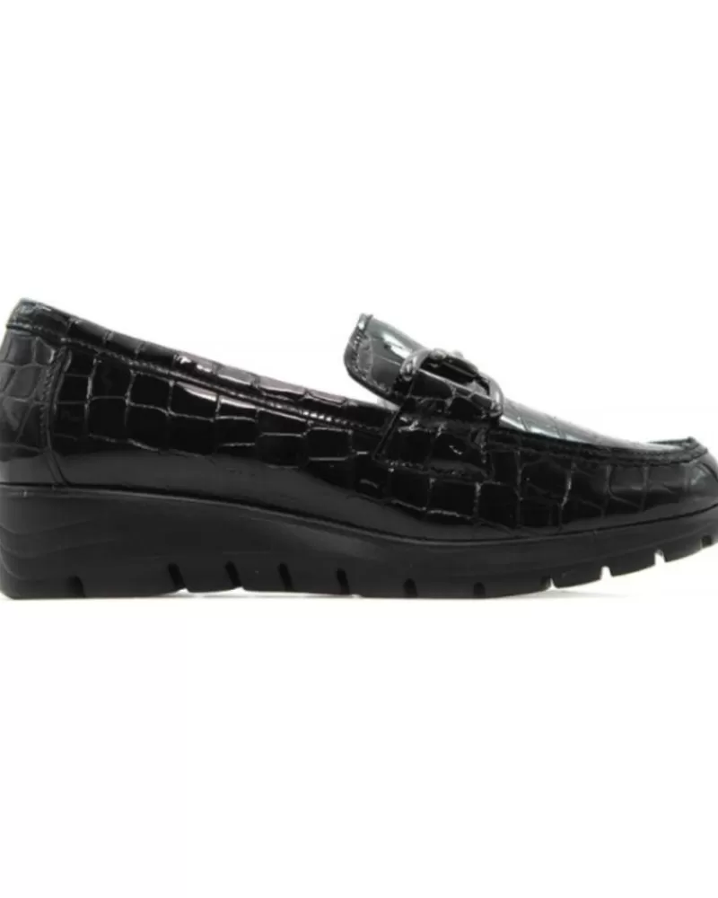 Woman PITILLOS Woman Mocasines 2700 Zapato Cordon Ancho Especial Suela Cuero Negro