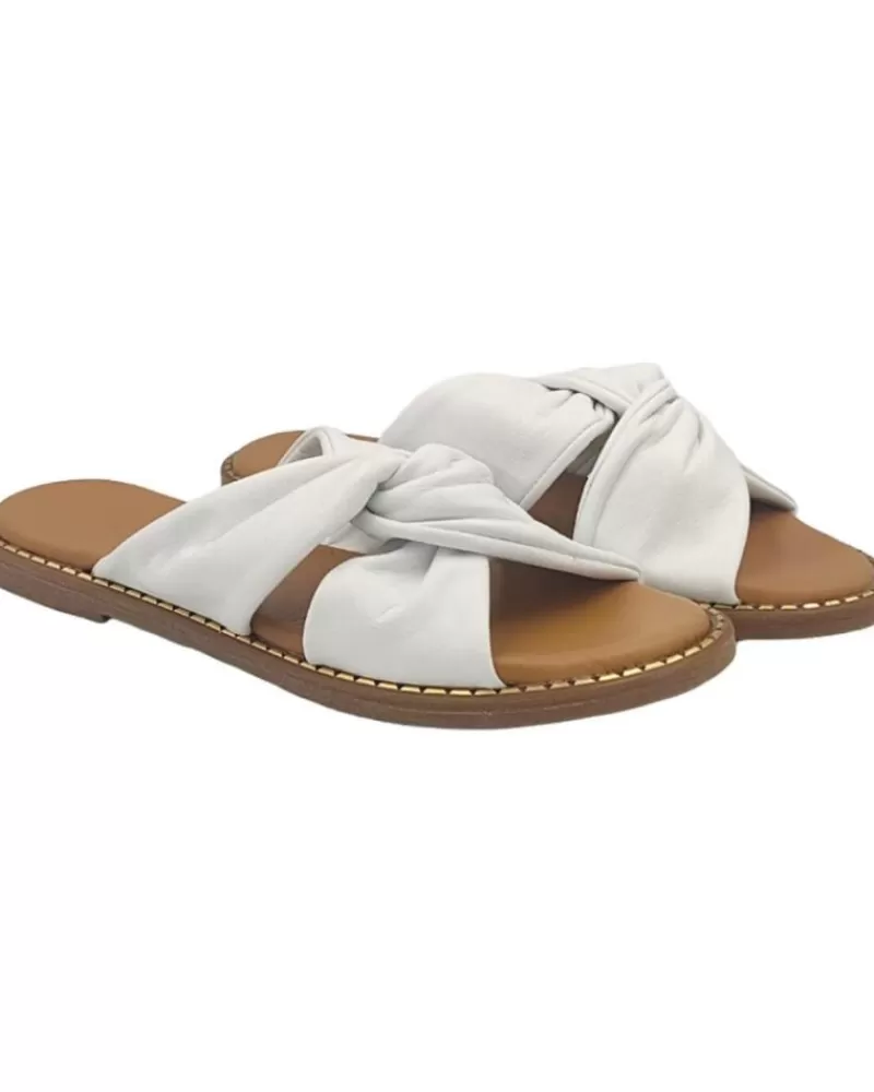 Woman EPOCHE XI Woman Sandals Sandalia Plana Cruzada 704 Blanco