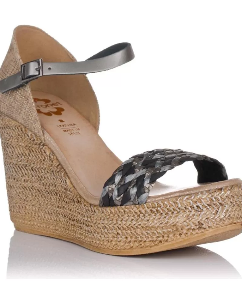 Woman PORRONET Woman Sandals Cunas 2747 Metalizado Plateado