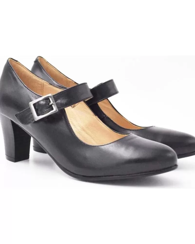 Woman EVA MAÑAS Woman Zapatos De Tacon Eva Manas Salon Baile De Piel 1504 Negro