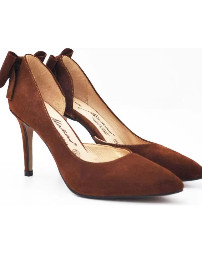 Woman EVA MAÑAS Woman Zapatos De Tacon Eva Manas Salon De Piel Abierto Lateral Lazo Trasero 1502 Cuero