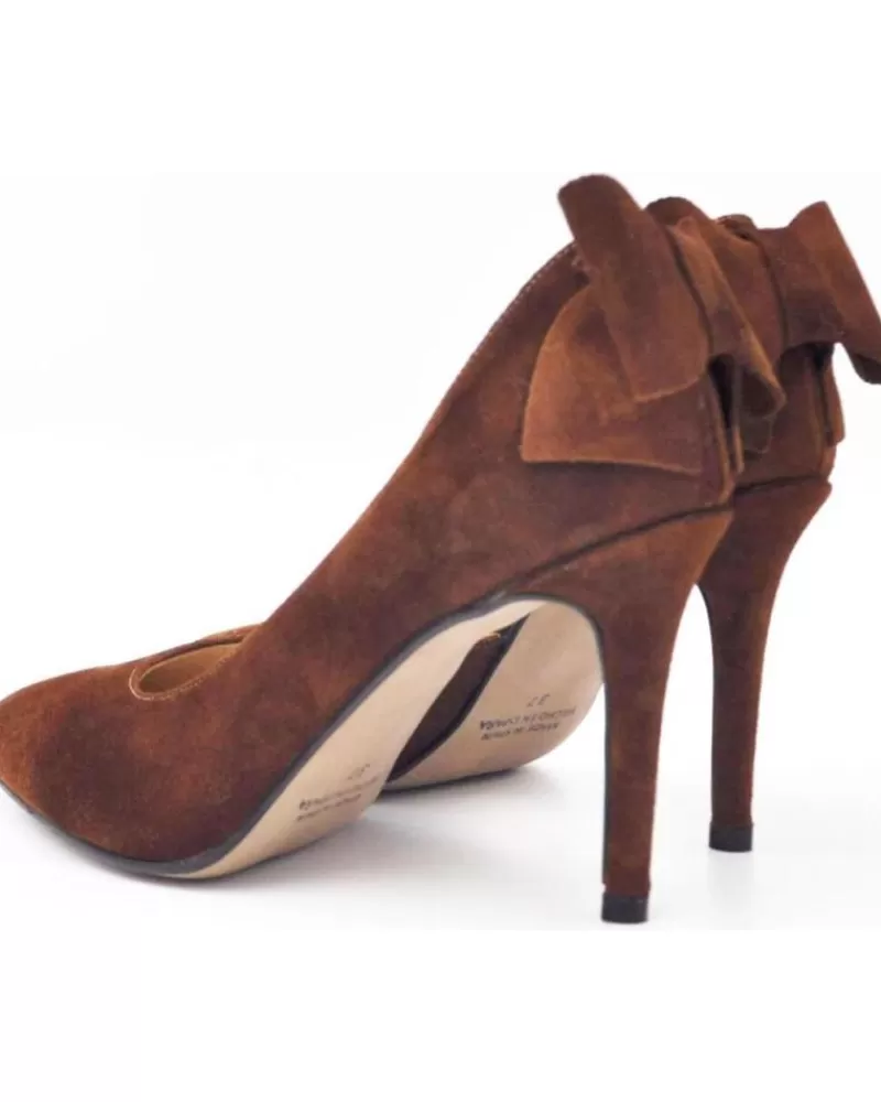 Woman EVA MAÑAS Woman Zapatos De Tacon Eva Manas Salon De Piel Abierto Lateral Lazo Trasero 1502 Cuero
