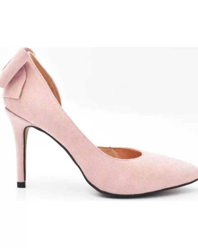 Woman EVA MAÑAS Woman Zapatos De Tacon Eva Manas Salon De Piel Abierto Lateral Lazo Trasero 1502 Rosa