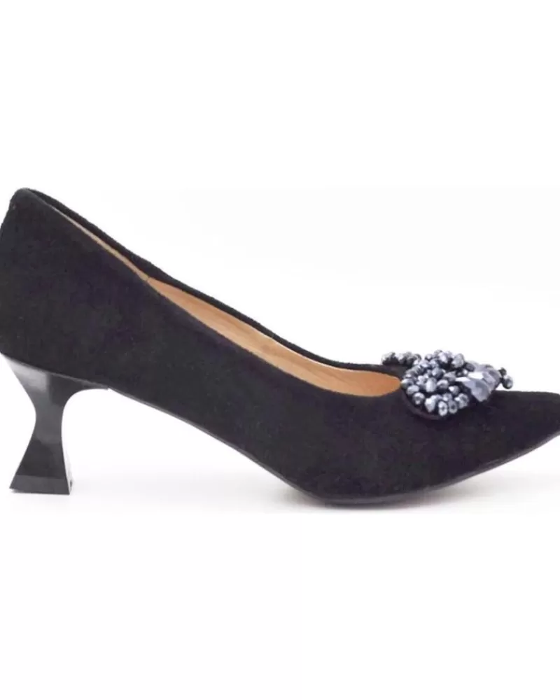 Woman EVA MAÑAS Woman Zapatos De Tacon Eva Manas Salon De Piel Fiesta Con Adorno 1503 Negro
