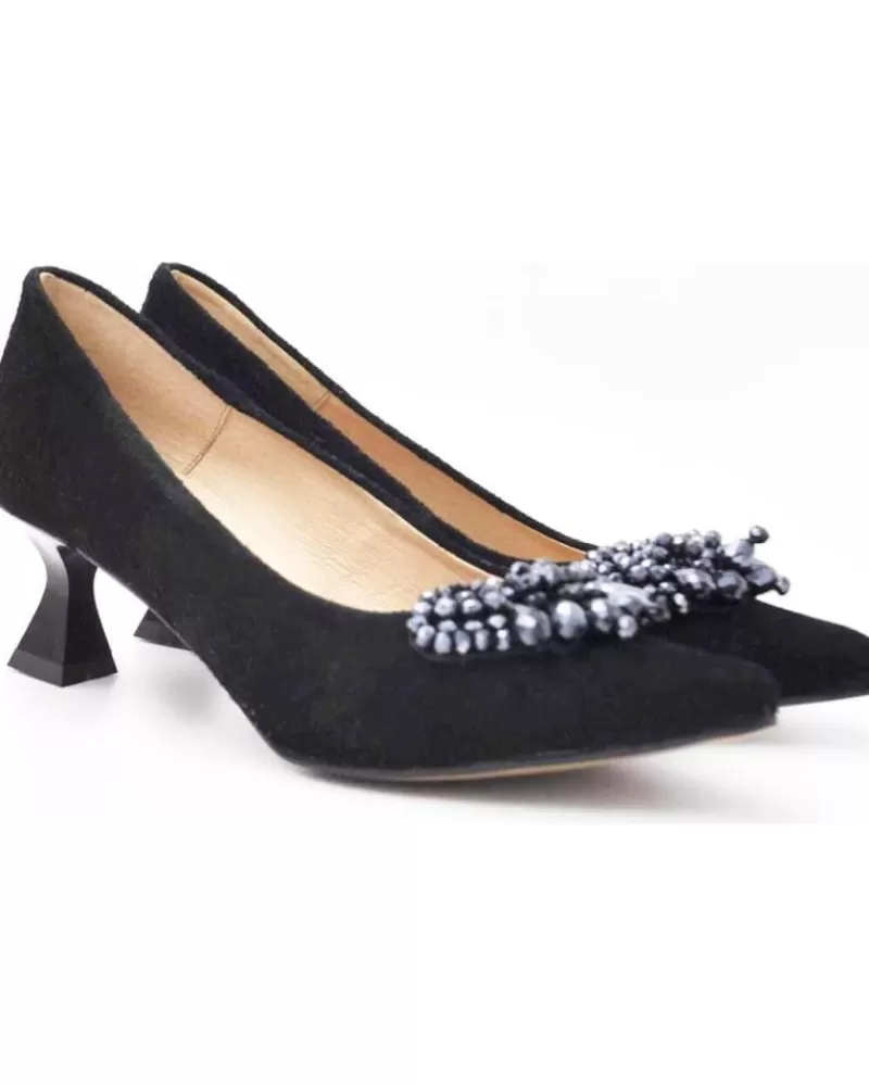 Woman EVA MAÑAS Woman Zapatos De Tacon Eva Manas Salon De Piel Fiesta Con Adorno 1503 Negro