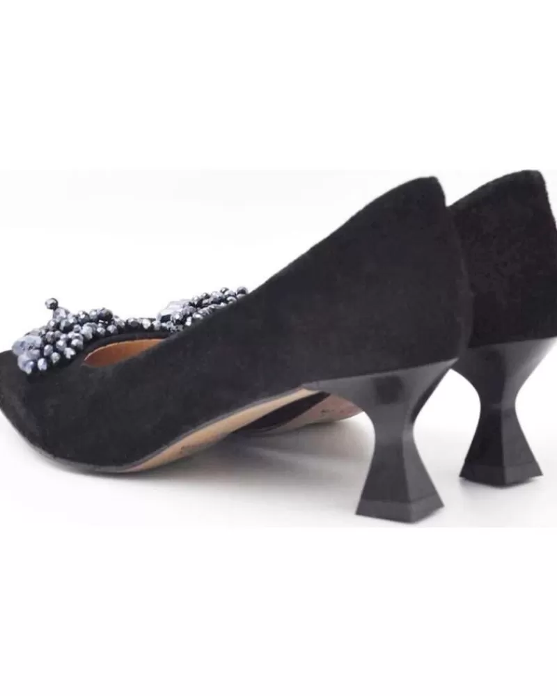 Woman EVA MAÑAS Woman Zapatos De Tacon Eva Manas Salon De Piel Fiesta Con Adorno 1503 Negro