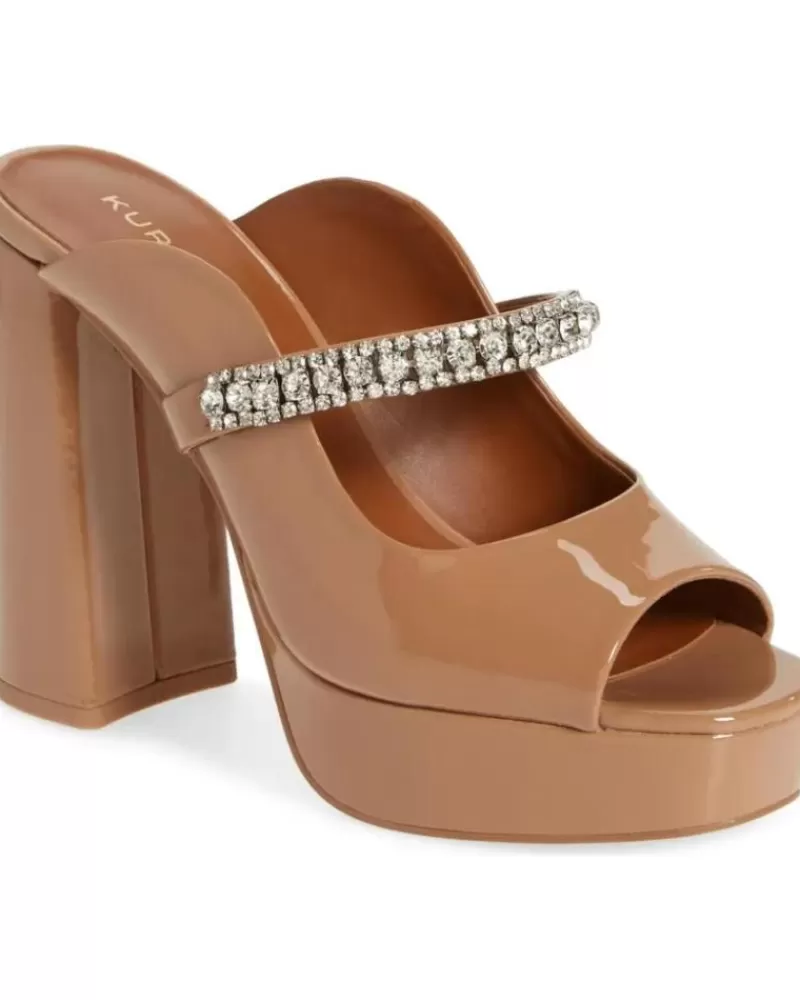 Woman KURT GEIGER LONDON Woman Zapatos De Tacon Kurt Geiger 225-Duke Platform Peep Toe-Camel-Patent 95592483 Marron